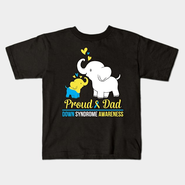 Elephants Dancing Together Proud Dad Down Syndrome Awareness Kids T-Shirt by DainaMotteut